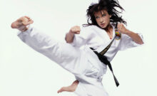 Cynthia Rothrock teaches self-defence