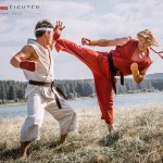 Ken and Ryu practice Ansatsuken