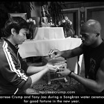 Marrese with Tony Jaa participate in Thai water ceremony