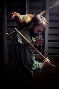 I have nothing to fear with my cane and seeing-eye rooster by my side!