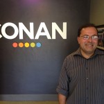 Ernie on the set of Conan OBrien