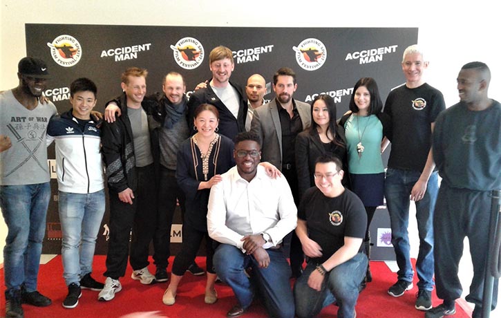 Scott Adkins with guests and organisers at the UK Premier of Accident Man