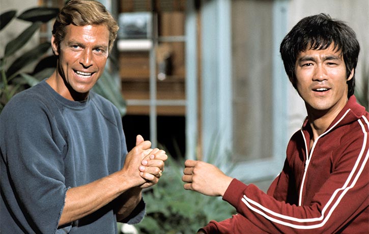Bruce Lee with James Franciscus on Longstreet set Credit - ABC Getty Images