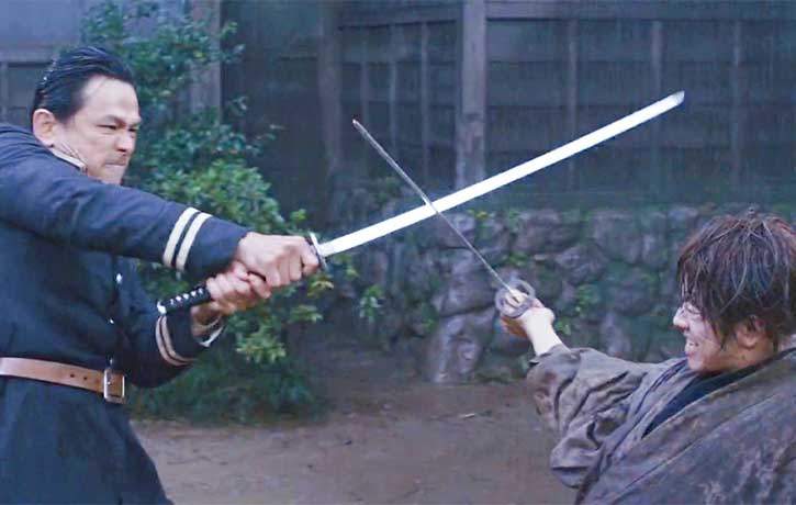 Hajime Saito faces off against Kenshin Himura
