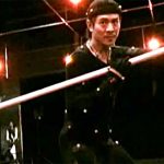 Jet Li poses in a motion capture suit