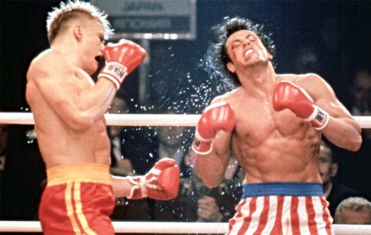 Ivan Drago lands a devastating blow on Rocky