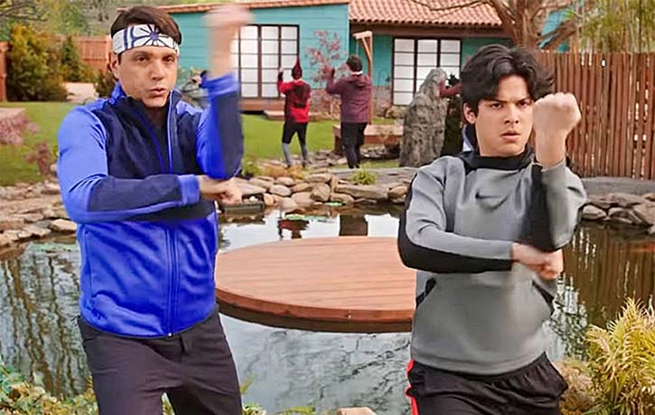 Daniel and Miguel practise karate moves in Cobra Kai Season 4