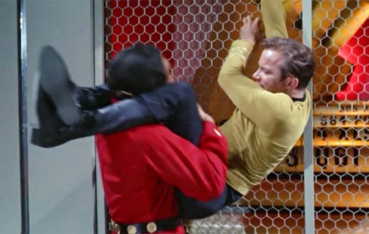 Kirk in leg lock action against his biggest foe