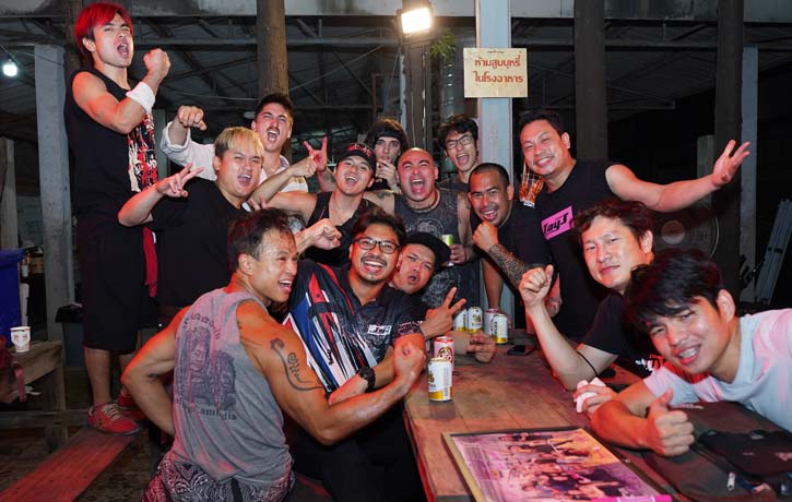Brian celebrates the completion of Gladiator Underground with the cast and crew.