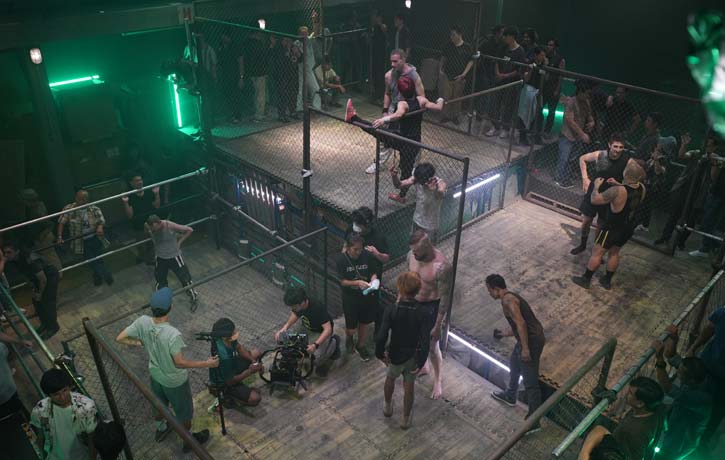 The cast and crew of Gladiator Underground prep for the movie's most complex fight scene.