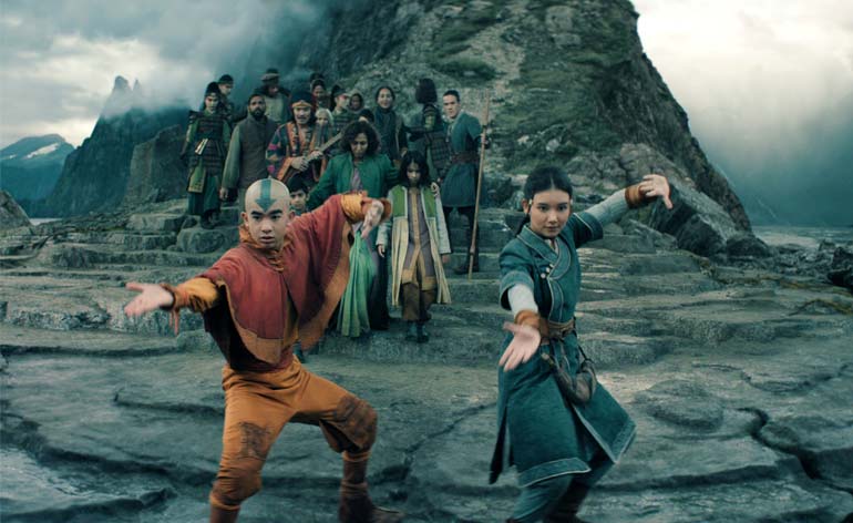 Aang and Katara unite their Waterbending skills.