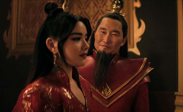 Fire Lord Ozai is pleased with Princess Azula's dedication to his mission.